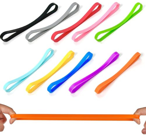 VJUYSW 20cm Bandas de Goma, 10 Piezas Gomas Elásticas, Gruesas, Silicona de Colores, Anchas para Oficina, Hogar, Escuela