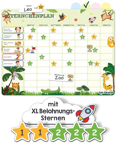 PANDABANDE Belohnungstafel Kinder mit 300 Magneten für 2 Kinder | Montessori Belohnungssystem für mehr Verantwortung - Magnetische Aufgabentafel & To Do Liste Kinder