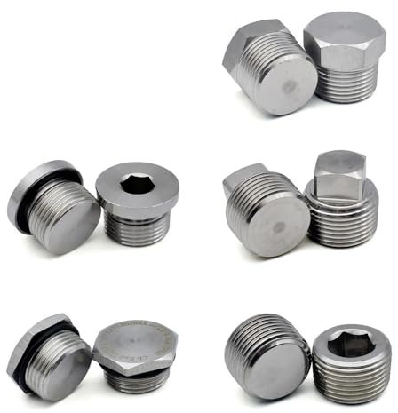 1/8 1/4 3/8 1/2 3/4 1-1/2 1-1/4 1 2 BSP/NPT Männlich Senkkopf Flansch Hex Quadratische Ende Stecker Kappe 304 Edelstahl Rohr Fitting(Black,NPT_3/4)