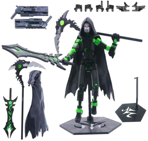 GVMJHYK T13 Action Figure Set,Cavaliere Snodabile con Armi e Mantello Giocattolo da Montare per Collezionisti Robot da Combattimento Decorazione Scrivania Regalo per Fan Sci-Fi-Verde Scuro