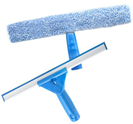 Limpia Cristales 2 en 1, Limpiador de Ventanas con Rasqueta de Silicona y Paño de Microfibra, Limpiacristales para Espejos, Coches, Duchas y Cristales, Kit de Limpieza para Vidrios Sin Rayones