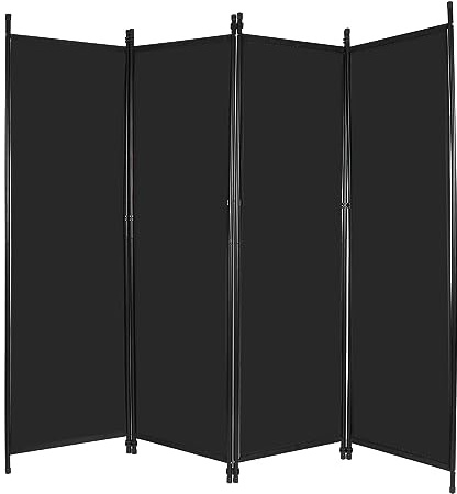 REDCAMP Room Divider 4 Pieces, Portable Screen Foldable Privacy Screen, Fabric Room Divider Indoor Outdoor for Bedroom, Living Room, Office, Hospital, Garden, Balcony, Patio, 204 x 173 cm, Black