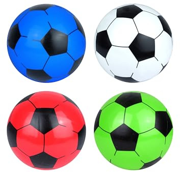 HENBRANDT PVC Football 23cm for Kids in Four Assorted Colours - Inflatable Beach Toy Ball - Garden Games for girls and boys