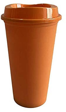 QWAXTRIW 473 ml de Taza de Color sólido con Taza de café Tapa Taza Reutilizable Vumor de plástico Acabado Mate Copa de plástico, 1pc, Naranja, 473 ml, 16 oz