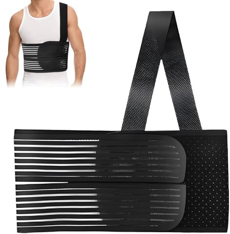 FuxFuis Ceinture Thoracique Cote Casse, Ceinture pour Côte Cassée, Sangle Cage Thoracique Nervurée, Bandage Nervuré Cassé, Ceinture Élastique pour les Côtes 80-115 cm pour Hommes et Femmes