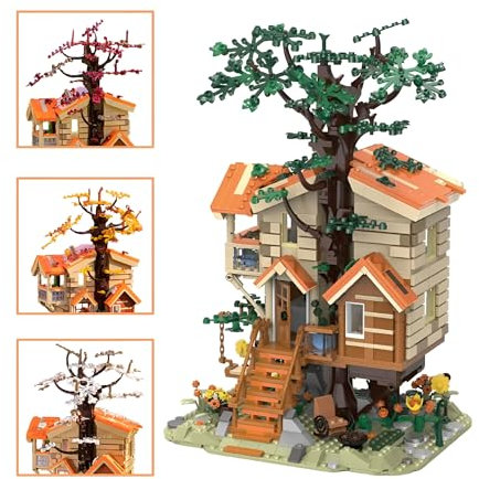 Four Seasons Baumhaus-Bausatz – 1711 Teile Blumenraum-Bausatz, Modulares Puppenhaus mit 4 Arten von Blättern, Architekturmodell, Kreatives Geschenk für Erwachsene und Jugendliche ab 8 Jahren
