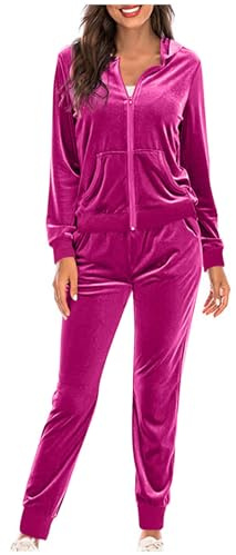 HAOLEI Completo Donna Elegante Invernali Tuta Da Donna in Velluto Da 2 Pezzi Con Stampa a Cuore a Maniche Lunghe Con Cappuccio E Pantaloni Della Tuta Y2k Abbigliamento Sportivo E per Stare a Casa