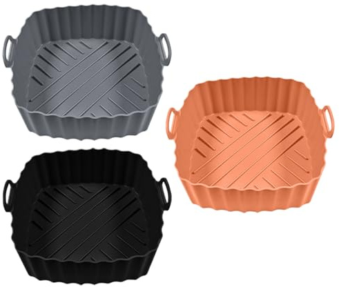 Air Fryer Liner Silicon - Accesorios para freidora de aire no adherente | Forro de cesta de freír de aire reutilizable | Revestimiento de silicona cuadrado resistente al calor para microondas