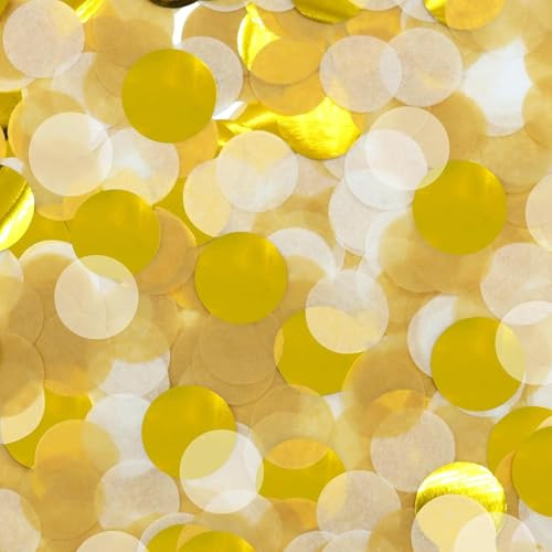 Yatrosynth 2.5cm Konfetti Bunt 6000 Stück, Confetti Deko, Glitzer Bunt Groß, Streudeko Geburtstag Pastell, Papier Confetti für Geburtstag Hochzeit Party Dekoration(50g) - Gold