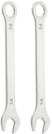 sourcing map 2 llaves combinadas superfinas de 14 mm métricas de 12 puntos y llave inglesa de acero inoxidable de extremo abierto para reparación de automóviles, tuberías, muebles, maquinaria