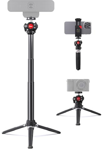 Support Trépied Réglable en Hauteur avec Tête Pivotante 360° pour Webcam/Smartphone,Compatible NexiGo N60, Logitech C920, C922, C922x, C925e, C930, C930e, Brio 4K avec Filetage 1/4