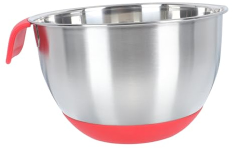Toyvian Bol à Œufs Inox Et Silicone 20 Cm Poignée Et Bec Verseur, Saladier Multifonction Cuisine, Mélange Et Stockage, Ustensile Pratique Pour Préparation,