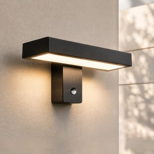 EBION LED Außenlampe mit Bewegungsmelder,Wandleuchte Aussen,350° Schwenkbar | IP65 Wasserdicht Aussenlampe Wand mit 3 Lichtfarben 3000K-6500K,Aluminium Wandlampe Innen/Außen für Eingang,Terrasse,Garten