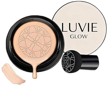 Fondotinta Luvie Glow Cushion, Crema Cc a Cuscino d'Aria Mushroom Head, Coprenza Totale a Lunga Tenuta, Idratazione Profonda, per un Incarnato Impeccabile
