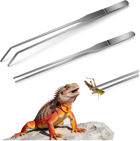 Noviatrix 2 Stück Aquarium Pinzette, 27 cm Schützt die Finger (Silber) | Lange Pinzette Edelstahl Reptilien Futterzange Geeignet für Eidechsen, Spinnen, Schlangen und die Fütterung im Aquarium