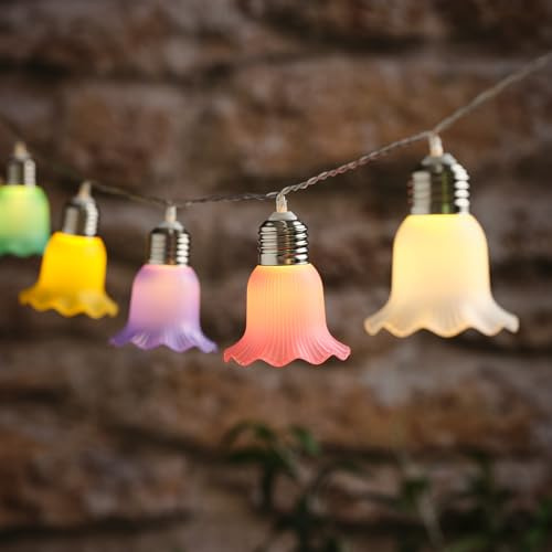 Lights4fun Bunte Lichterkette mit 10 Blumen | Solarbetrieben Sonnenenergie | Dauerlicht & Blinkmodus | Sommer Frühling Wetterfeste Deko für Balkon Terrasse & Garten | 180 cm