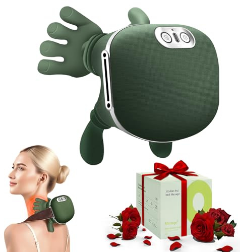 Robofun Nackenmassagegerät, Rückenmassagegerät Massagemeister Mit 3 Massagestufen 2 Temperaturstufen, Massagegerät Mit Wärme Für Rücken Schulter, Für Frauen Männer, Entspannen Sie Ihre Muskeln - Grün