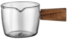 Salsera Jarra de crema vidrio con mango madera simple, for salsa doméstica, salsera(Pequeño)