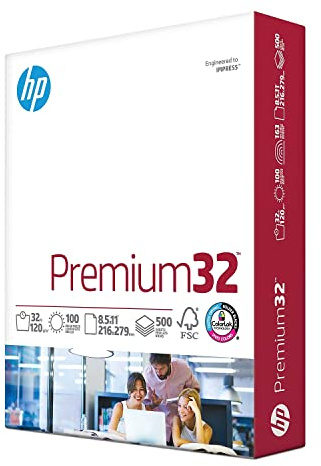 HP Paper Printer | 8.5 x 11 Paper | Premium 32 lb | 1 Ream - 500 Sheets | 100 Bright | Made in USA - FSC Certified | 113100R