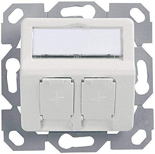 Prise réseau encastré Insert avec Plaque Centrale Non équipé 2 Ports Telegärtner H02010A0083 Blanc-Alpin
