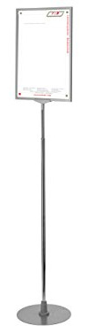 r&b PLSTA3-SI Teleskop-Plakatständer mit DIN A3 Plakatrahmen, 1er Set, silber