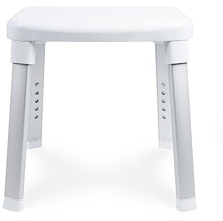 Weinberger Duschhocker Badstuhl | Höhenverstellbar | Anti-Rutsch | Belastbar bis 150 kg | Moderne Badezimmerhilfe für Senioren | Modell 43908 | Weiß