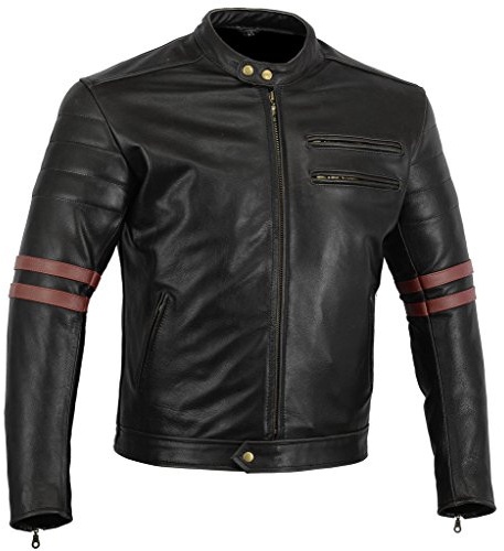 Bikers Gear UK - Ochsenblut schwarz - Herren Lederjacke - Cafe Racer Antikleder - CE-Protektoren EU 58 4xl