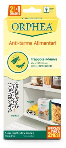 Orphea, Antitarme Alimentare, Elimina le Farfalline del Cibo e ne Previene lo Sviluppo, Senza Insetticida, Inodore Azione Naturale, 3 Trappole Adesive