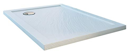 Piatto Doccia Slim 70x120x4 cm Rettangolare Acrilico Bordato Bianco Effetto Pietra mod. Flower
