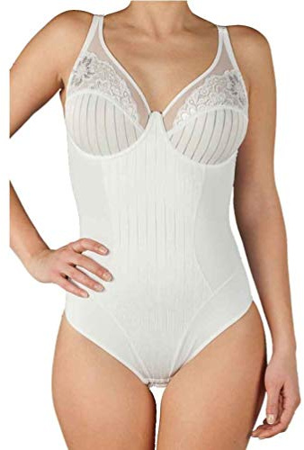 Selene, Body Donna in Pizzo dal Motivo Floreale, con Ferretto e Senza Imbottitura, Collezione Mariluz, Colore Nero, Coppa 5 D
