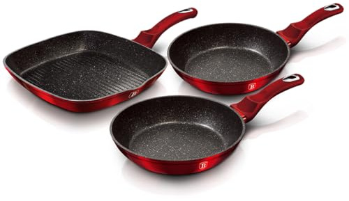 BERLINGER HAUS - 3 pcs frypan Set, Metallic Line Burgundy Edition