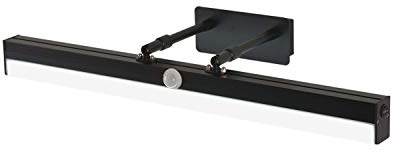 ACMHNC Bad Spiegelleuchte Mit Bewegungsmelder,LED Schwarz Spiegellampe Badezimmer Mit Schalter,4000K Schminklicht Badlampe Einstellbar&Drehba,Wandleuchten Aus Metall Für Spiegel Schminktisch,50cm/10w