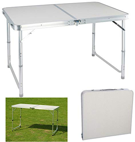 FuAuto Klapptisch, 70 x 120 cm (H x L), tragbar, Kunststoff, für drinnen und draußen, Picknick, Party, Esszimmer, Camping, leicht, 4,5 kg