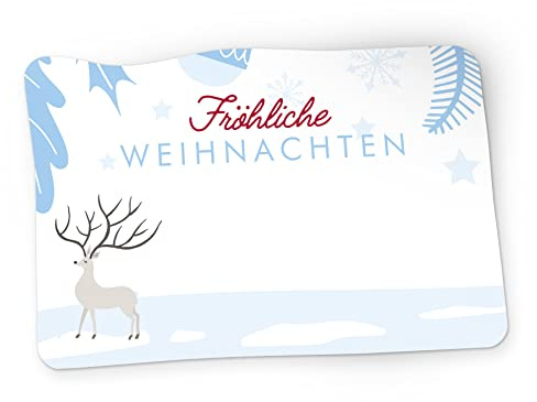 itenga 50x Geschenkaufkleber Frohe Weihnachten Aufkleber rechteckig beschriftbar für kurze Texte Namensschild Geschenkeaufkleber Etikett Sticker (Motiv Hirsch)
