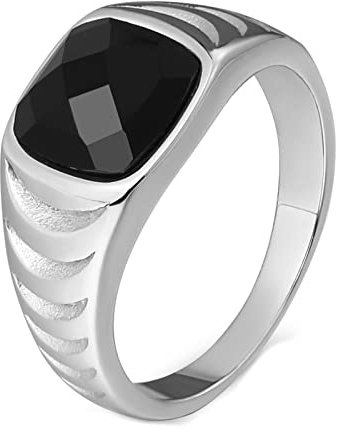 Mesnt Edelstahl Ringe für Herren Damen 10mm Ring Männer Edelstahl Lotus Oval Opal Siegel Klassische Ringe Siegelring Silber Ringe 54 (17.2)