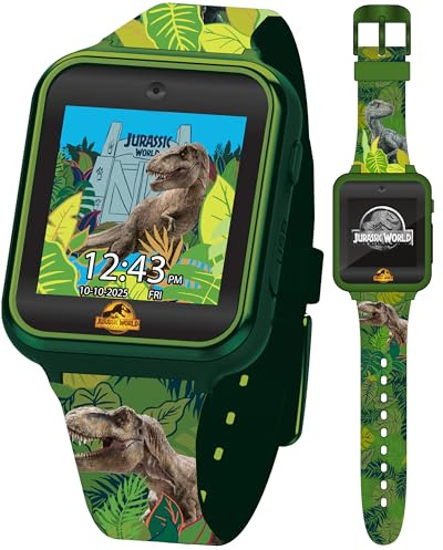 Jurassic World Kids Smart Watch - 10 Watch Faces, 3 Wallpapers, Interactive Games, Alarm, Camera, Voice Recorder, Calculator, Pedometer, Fits 5.5-8.0 Wrists