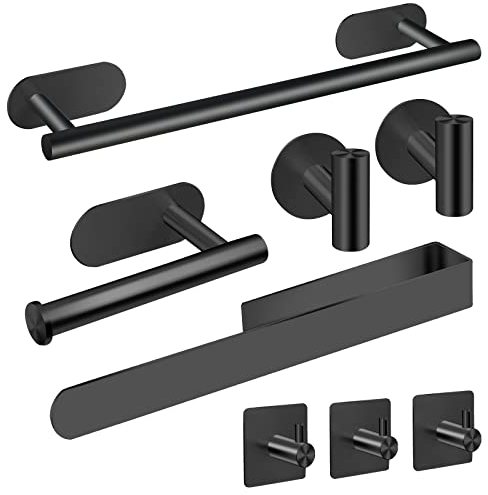 AIKER Porta Asciugamani Bagno,Set di Accessori, Adesivo 8PCS,Acciaio Inossidabile 304 Ispessito di Alta Qualità Per Mobili o arredo a Parete