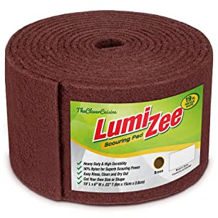 Heavy Duty Brown Scrubbing Pad Roll 19ft Ultra Size Sponge Scouring Pad 19ft x 6in x 0.3in (6m x 15cm x 8mm) Tough Stains and Grime Clean Kitchens Floors Bathrooms Walls Windows