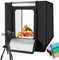 OBEST 60cm Boîte à lumière Studio, Light Box Photographic Studio, avec 2 Sources Lumineuses Amovibles (166 Perles de lumière LED), Fond de 6 Couleurs et écran de lumière Douce à Deux Couleurs