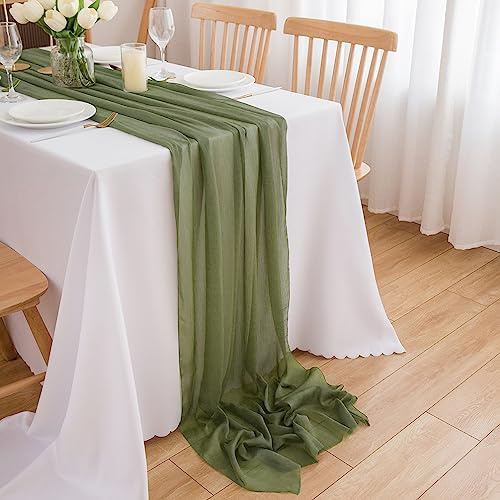 CHUQING Chiffon Tischläufer Hochzeit Tischdeko Stoff Tischdecke Grün