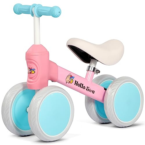 Hello-5ive Bicicleta de equilibrio para bebés, juguetes para interiores y exteriores, bicicleta sin pedales para niños de 1 a 3 años, primera bicicleta, el mejor regalo (rosa y azul)