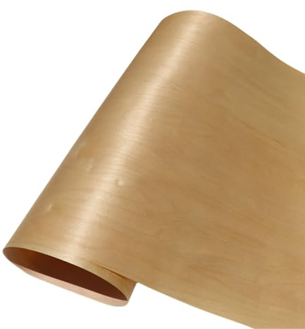 Aibote Natürliches weißes Birkenholzfurnier Restaurierungsblätter (60 x 250 cm) Holz DIY Material für Lautsprecher, Vitrinen, Schränke, Tischregale, Küchenmöbel, Hotel (flacher Schnitt)