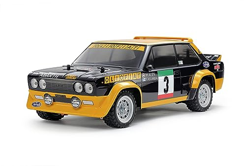 Tamiya 58723 1:10 RC FIAT 131 Abarth Olio FIAT MF-01X - ferngesteuertes Auto, Fahrzeug, Modellbau, Zusammenbauen, Hobby, RC Bausatz, unlackiert, Schwarz Oder Dunkelgrau