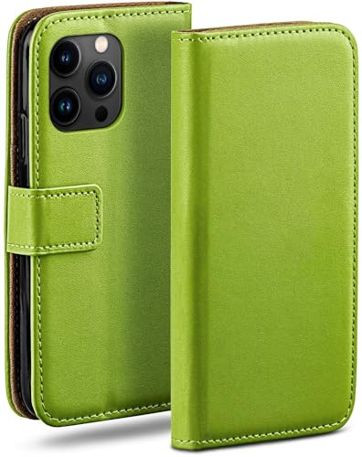 moex für iPhone 15 Pro Max Hülle mit Kartenfach, Handyhülle klappbar 360 Grad Schutzhülle, PU Leder Handytasche iPhone 15 Pro Max Klapphülle Flip Case, Grün