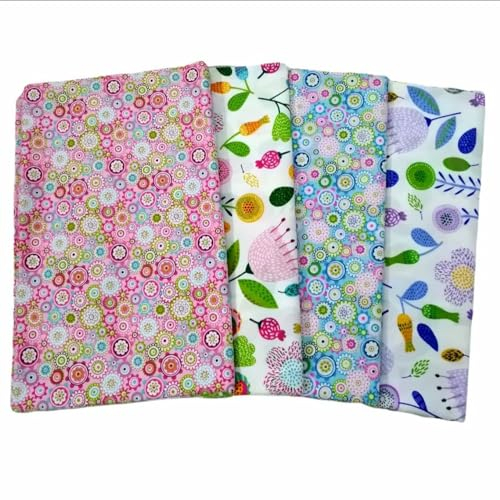 Wambere 4 Stück Baumwollstoff, 50 x 80 cm Patchwork Stoffe Paket Zum Quilten Baumwollstoff Baumwolle Patchwork Stoffe für Näharbeiten DIY Basteln Handgemachtes Schnittmuster,Gemischte Farbe