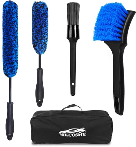 NIKCOSMK Wheel Brush, Wheel & Rim Cleaner Brush, Tire Brush, Wheel Cleaning Brush, Bendable & Durable Car Wheel Brush Set, Car Detailing Brushes, Wheel Brushes for Cleaning Wheels
