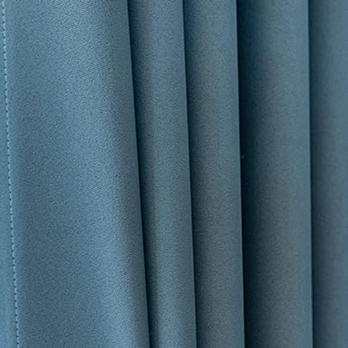Ayoiow Vorhänge Blickdicht Nach Maß, Thermovorhang Hitzeschutz Mit Ösen, Polyester Gardinen Vorhang Blickdicht 2 Stück, Blau, 107X244CM