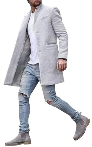 Oanviso Cappotto da Uomo Maniche Lunghe Cappotti con Colletto alla Rovescia con Tasca Cappotto in Tinta Unita Calda Cappotto Invernale da Casual Cappotto Spesso Elegante