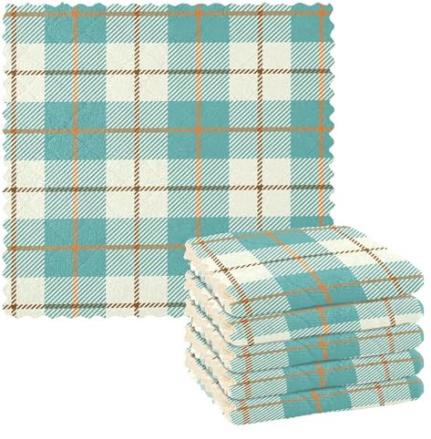 Buffalo Plaid Tartan Check Schottland Fashion Teal Pattern Mikrofaser Trockentücher für Auto Detailing Geschirrtücher Küche Herbst