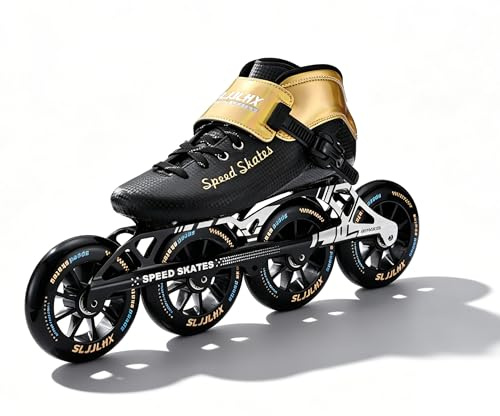 SLJJLHX Inline Skates for Men and Women,Professional Fitness Inline Speed Skates Adult, High Performance Racing Skates, Unisex (Gold, US 10 / EU 43)